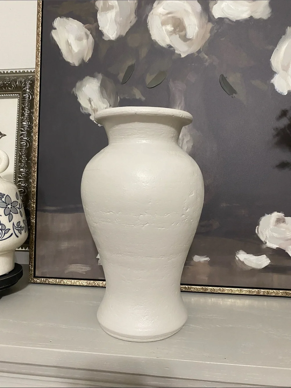 Painted Greige 10 Inch Terracotta Vase